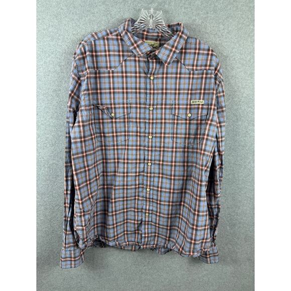 Lucky Brand Shirt Size XL Blue Plaid Long Sleeve‎ Pearl Snap Button Down - Picture 1 of 8